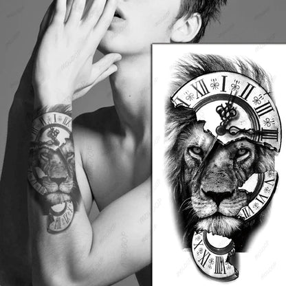 sengpan Waterproof Temporary Tattoo Sticker Black Realistic Tiger Line Totem Design Fake Tattoos Flash Tatoos Arm Body Art for Women Men