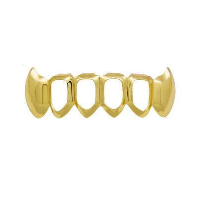 sengpan Hip-hop copper-plated tiger teeth half-bite retainer men women with Halloween false teeth props accessories teeth jewelry