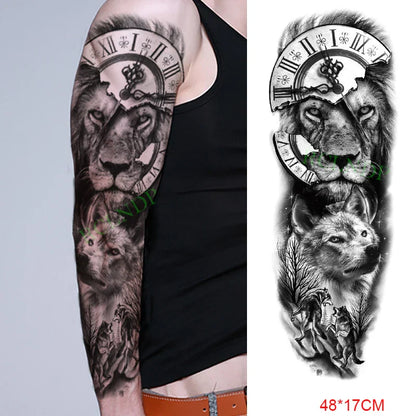 sengpan Waterproof Temporary Tattoo Sticker Anubis Ancient Egypt Greece Zeus Eye Full Arm Fake Tatto Flash Tatoo Sleeve for Men Women