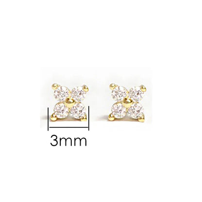 sengpan Dainty Flower Earclip Earrings for Women Piercing Cartilage Ear Ring Cute Zircon Gold Color Women's Aesthetic Jewelry KDE028