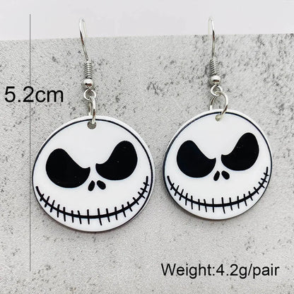 sengpan 19 kinds of Halloween Acrylic Earrings Christmas Night Horror Movie Cartoon Character Asymmetric Earring for Women Jewelry