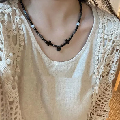 Lianfudai New Chinese style beaded butterfly necklace with a new high-end design niche sweater chain, women's summer collarbone chain