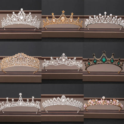 Lianfudai Elegant Luxury Girls Crystal Bridal Tiara Crown Birthday Party New Fashion Bride Queen Headbands Hair Jewelry Accessories