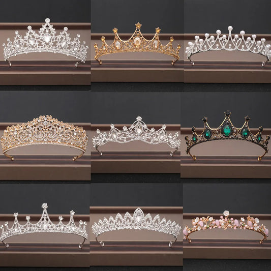 Lianfudai Elegant Luxury Girls Crystal Bridal Tiara Crown Birthday Party New Fashion Bride Queen Headbands Hair Jewelry Accessories