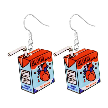 sengpan Halloween Earrings Cute Cartoon Cat Crow UFO Bat Design Dangle Earrings Acrylic Jewelry Versatile Accessories