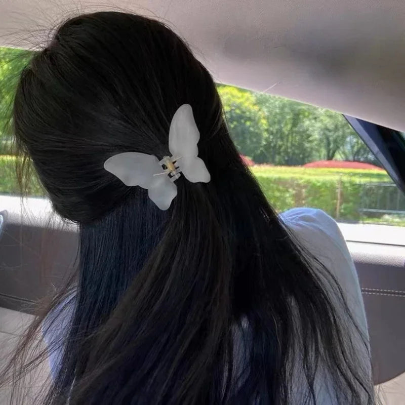 sengpan Butterfly Matte Hair Claw for Women Girls Acrylic Solid Color Sweet Hair Clips Crab Simple Hair Clamps Chic Hair Accessories