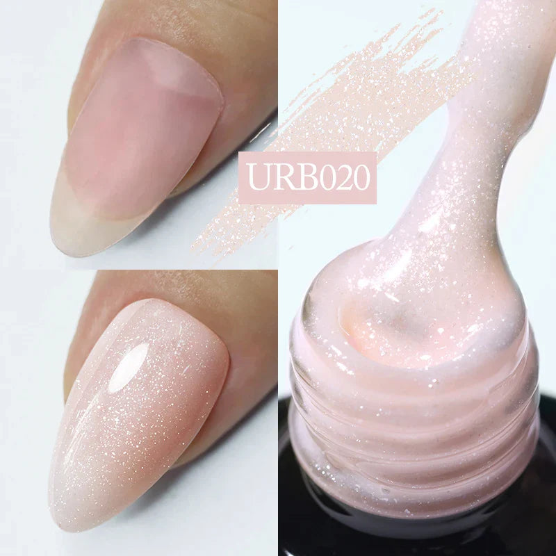 sengpan SUGAR Aurora Rubber Gel Nail Iridescent Pearl Effect Metallic Mirror Nails Manicure Soak Off UV LED No Wipe Top Coat Base Gel