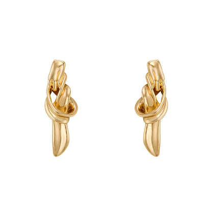 sengpan  knotted metal earrings for women fashion light luxury design temperament earrings