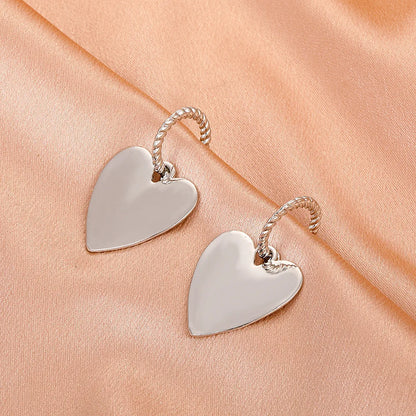 sengpan Silver Color Earrings For Women Wedding Trendy Elegance Sweet LOVE Heart Pendant Eardrop Party Jewelry