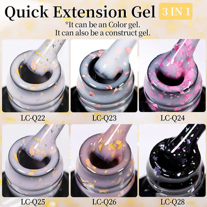 sengpan 7ML Quick Extension Gel Nail Polish Gold Foils Glitter Polish Vernis Semi Permanent UV Gel Nail Art Soak Off Hard Gel