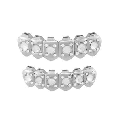 sengpan 18k Gold Plated CZ Small Single Tooth Hip Hop Grill Halloween Teeth Grillz Caps Set For Christmas Gift