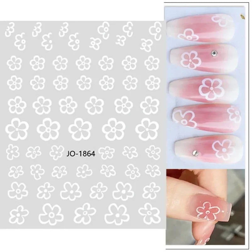 sengpan Simple Flowers 3D Nail Stickers Spring Summer Blossom Floral Tulip Fruit Nail Art Decals Adhesive Sliders Manicure Decorations