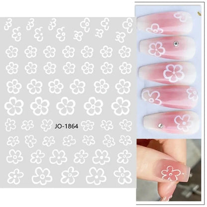 sengpan Simple Flowers 3D Nail Stickers Spring Summer Blossom Floral Tulip Fruit Nail Art Decals Adhesive Sliders Manicure Decorations