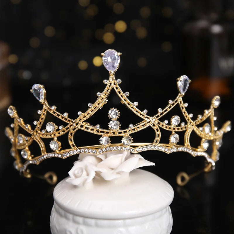 Lianfudai Elegant Luxury Girls Crystal Bridal Tiara Crown Birthday Party New Fashion Bride Queen Headbands Hair Jewelry Accessories