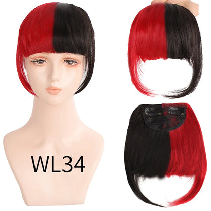 sengpan Synthetic Fake Hair Bangs Hair Clips For Extensions Natural Straigth Black Invisible Wig Women Natural Neat Hair Bang