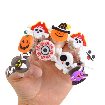 sengpan Halloween Luminous Rings Creative Cute Pumpkin Ghost Eye Ghost Pirate Spider Web Children Toys Halloween Flash Finger Rings