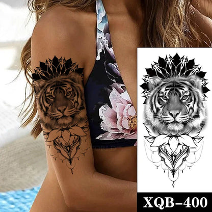 sengpan Waterproof Temporary Tattoo Sticker Black Realistic Tiger Line Totem Design Fake Tattoos Flash Tatoos Arm Body Art for Women Men