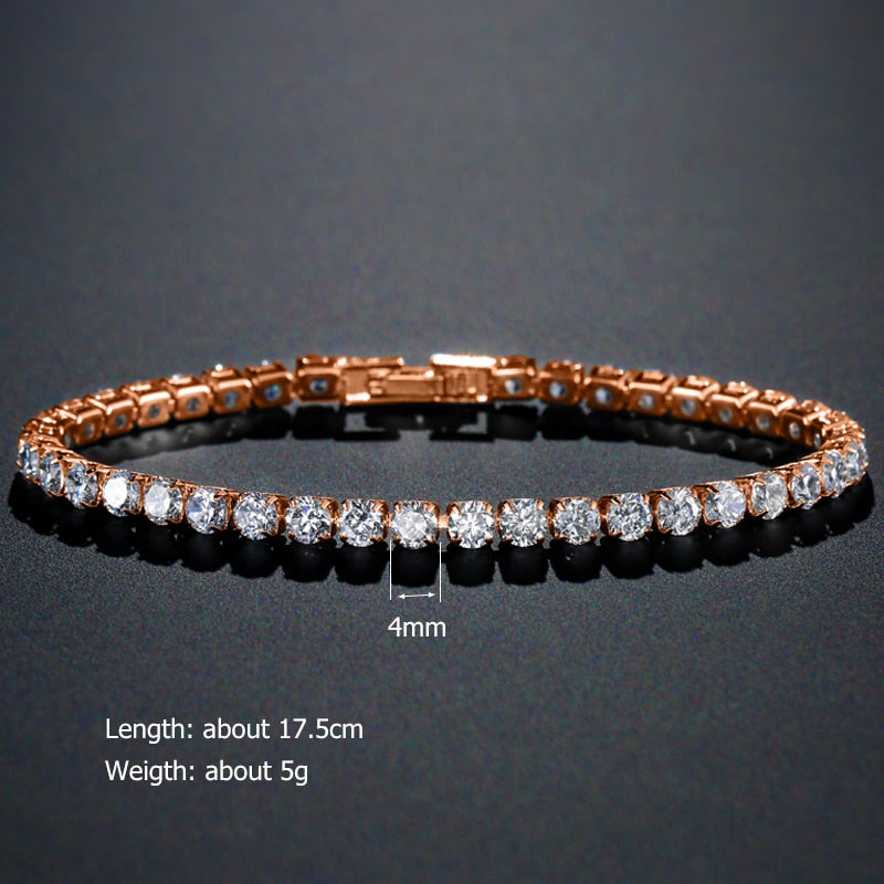 sengpan Tennis Bracelets for Women Shining Gold Color Single Layer CZ Charm Bracelet Statement Wedding Party Jewelry Wholesale