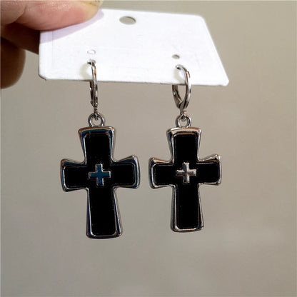 sengpan New Punk Red Cross Pendant Drop Earrings for Women Men Y2K for Piercing Earrings Party Aesthetic EMO Grunge Jewelry Accessories