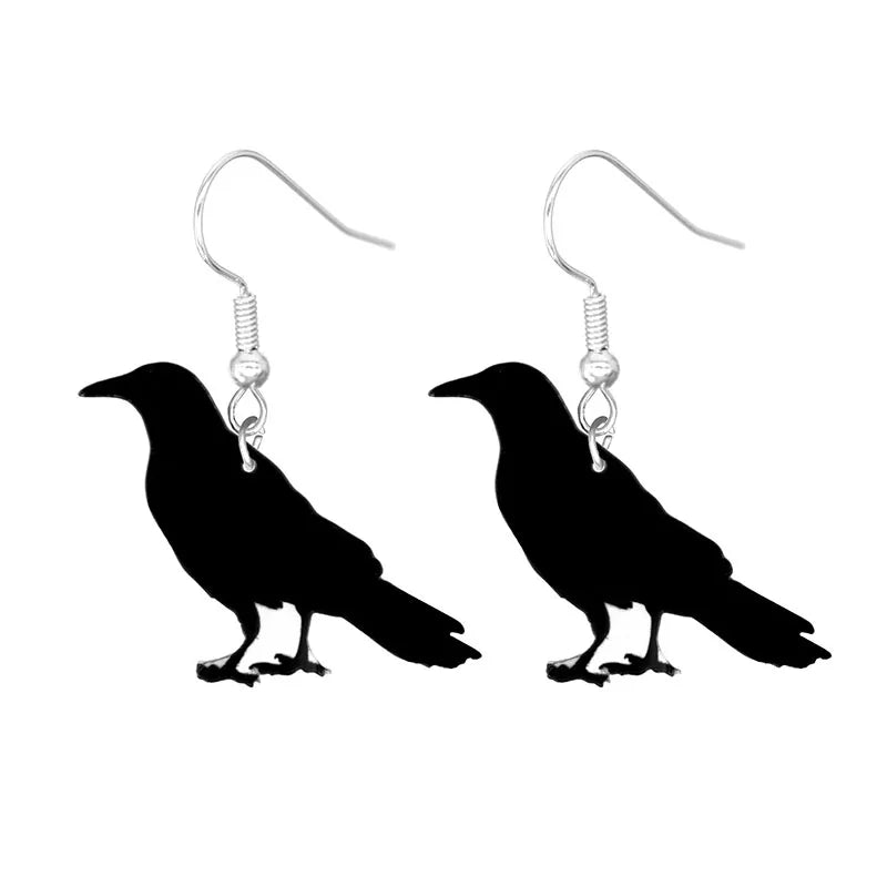 sengpan Halloween Earrings Cute Cartoon Cat Crow UFO Bat Design Dangle Earrings Acrylic Jewelry Versatile Accessories