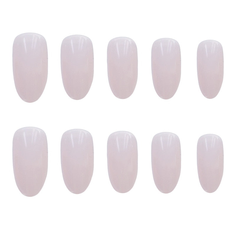 sengpan 24Pcs/Set Long Round Head Bright Solid Color Press On Acrylic Nail Art Fake Nails Finished Wearing Manicure Reusable False Nails