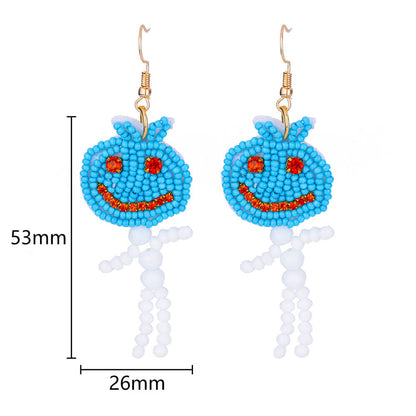 sengpan Cute Halloween Earrings for Women Stainless Steel Gold Plated Pumpkin Head Earring Boho Beads Jewelry Accessories Free Shipping