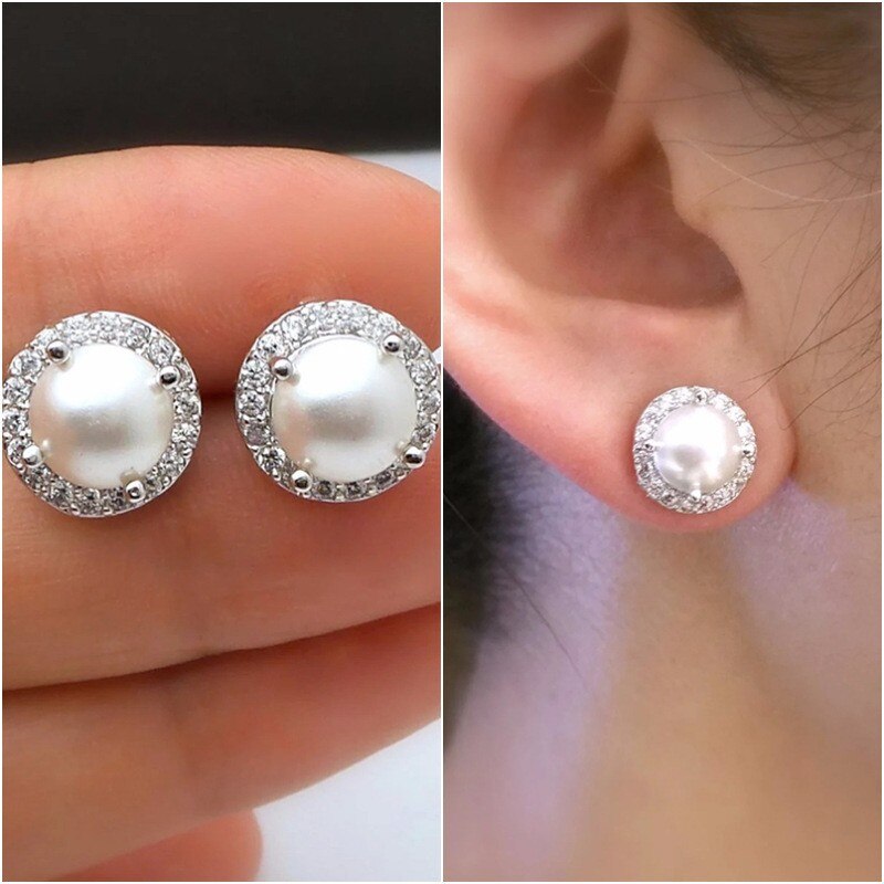 sengpan Trendy Style Imitation Pearl Design Stud Earrings for Women Exquisite Daily Wearable Jewelry Elegant Wedding Accessories