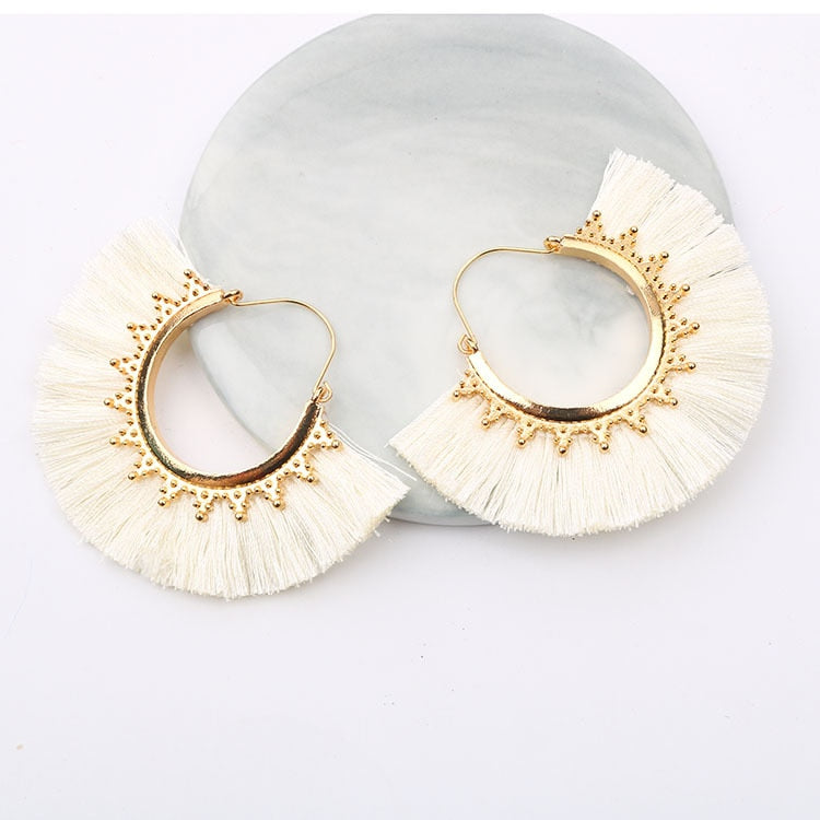 sengpan Round Tassel Earrings for Women Jewelry Drop Dangle Earrings Pendientes Mujer Moda Brincos Party Wedding Statement Earrings