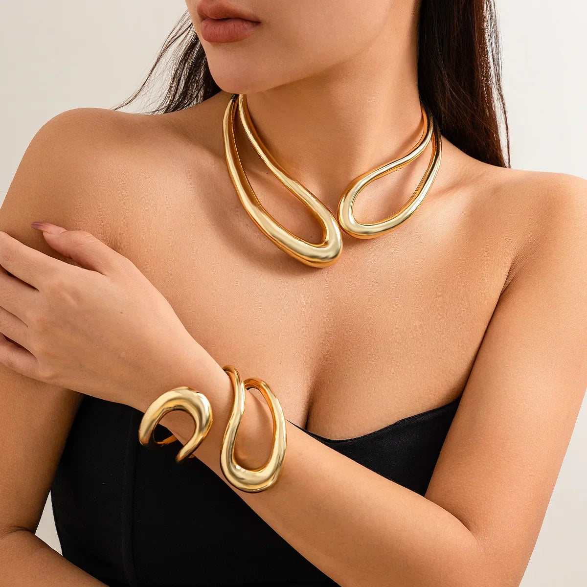 Lianfudai kshmir Exaggerated alloy twisted double-layer collar, sweet and cool style, simple retro and beautiful fashion collar 2024