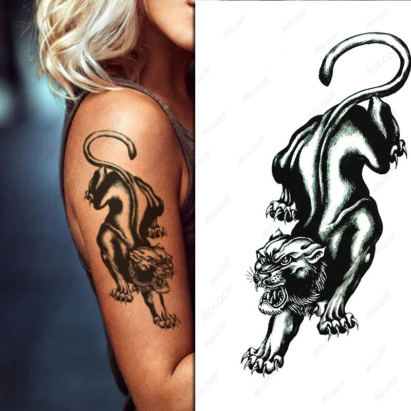 sengpan Waterproof Temporary Tattoo Sticker Black Realistic Tiger Line Totem Design Fake Tattoos Flash Tatoos Arm Body Art for Women Men