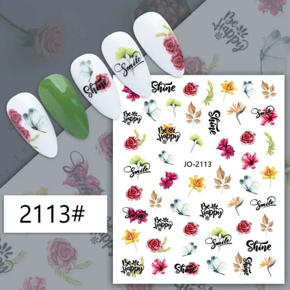 sengpan Simple Flowers 3D Nail Stickers Spring Summer Blossom Floral Tulip Fruit Nail Art Decals Adhesive Sliders Manicure Decorations