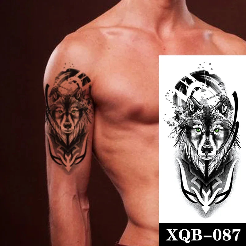 sengpan Waterproof Temporary Tattoo Sticker Black Realistic Tiger Line Totem Design Fake Tattoos Flash Tatoos Arm Body Art for Women Men