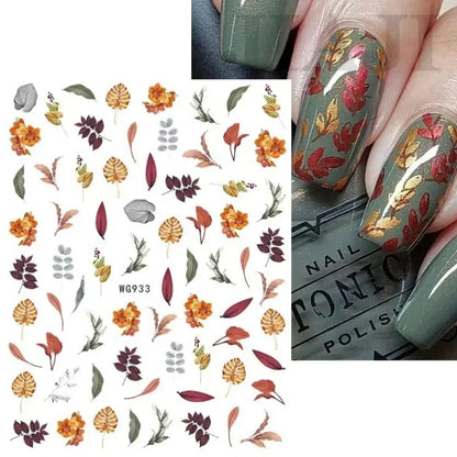 sengpan Simple Flowers 3D Nail Stickers Spring Summer Blossom Floral Tulip Fruit Nail Art Decals Adhesive Sliders Manicure Decorations