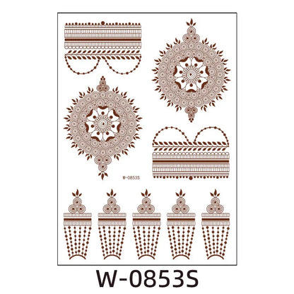 sengpan Waterproof Temporary Brown Henna Tattoo Stickers Chest Lace Mandala Henna Tattoos for Women Diamond Flower Body Art Fake Tatoo