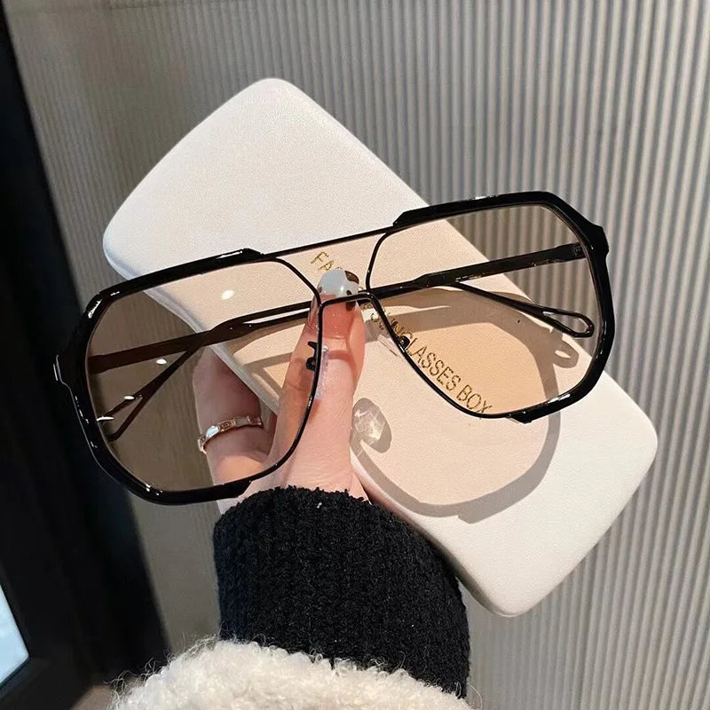 Lianfudai Oversized Sunglasses Women 2024 New Unique One Piece Fashion Sunglasses For Men UV400 Punk Glasses Trending Female Eyewear UV400