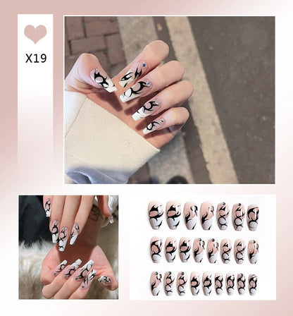 sengpan 24Pcs French With Drill Short Fake Nails Press On Nail Tips Artificial Full Cover Cute Bow Wearing False Nails Art Free Shipping