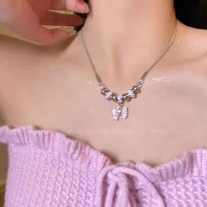 sengpan Love Heart Cross Pendant Necklace For Women Men Personality VintageThin Chain Choker Necklaces Jewelry