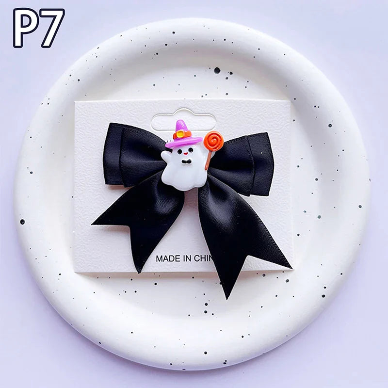 Lianfudai 1PC New Halloween Bows Hair Clips Ghost Witch Hat Pumpkin Hairpins For Baby Girls Hairgrips Barrettes Party Hair Accessories