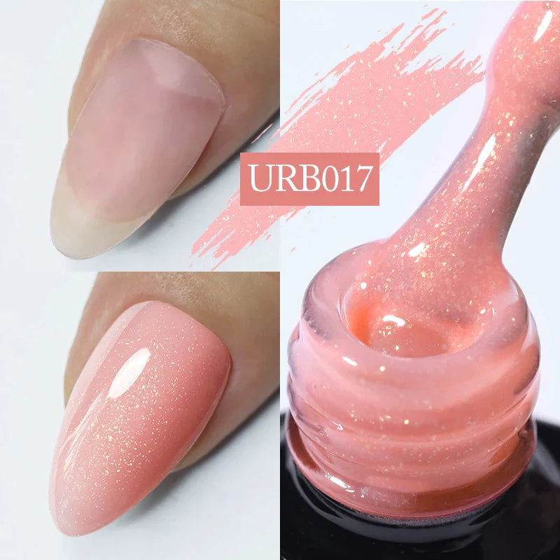 sengpan SUGAR Aurora Rubber Gel Nail Iridescent Pearl Effect Metallic Mirror Nails Manicure Soak Off UV LED No Wipe Top Coat Base Gel