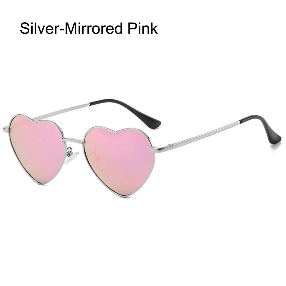 sengpan Heart-Shaped Sunglasses Heart Sun Glasses Shades Vintage 90s Glasses UV400 Protection Metal Frame Sunglasses Fancy Accessories