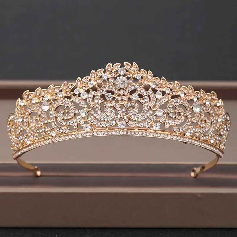 Lianfudai Elegant Luxury Girls Crystal Bridal Tiara Crown Birthday Party New Fashion Bride Queen Headbands Hair Jewelry Accessories