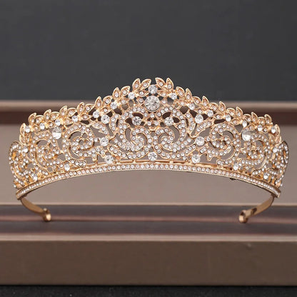 Lianfudai Elegant Luxury Girls Crystal Bridal Tiara Crown Birthday Party New Fashion Bride Queen Headbands Hair Jewelry Accessories