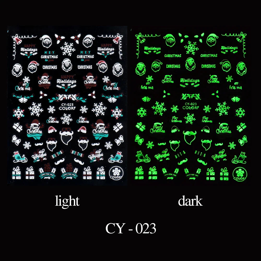 sengpan Luminous Nail Stickers Glow In Dark Halloween Nail Art Decoration Cartoon Skull Ghost Sliders Bones Spider Decal Tattoo GLYB-018