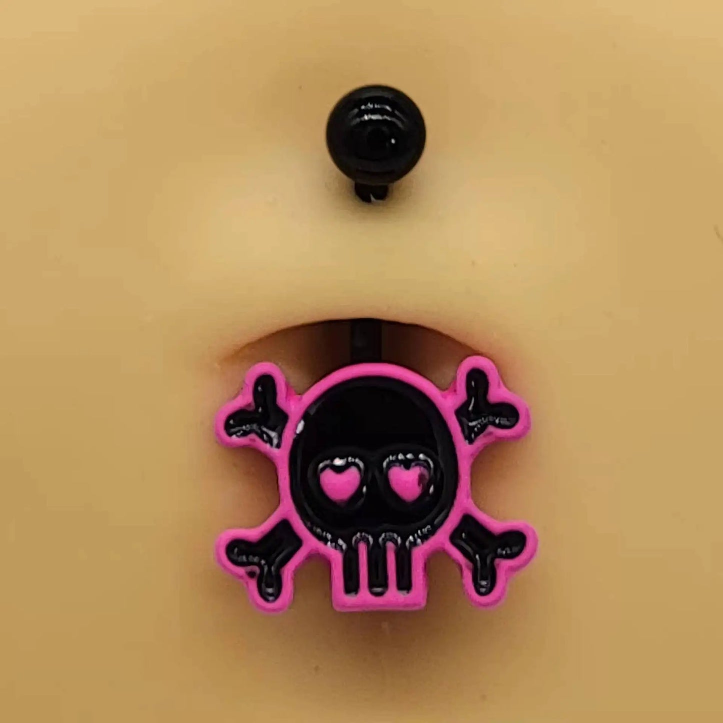 sengpan Skull Pink Rose Ombligo Piercing Punk Black Belly Button Ring Short Ghost Umbilical Navel Rings Body Piercing Jewelry