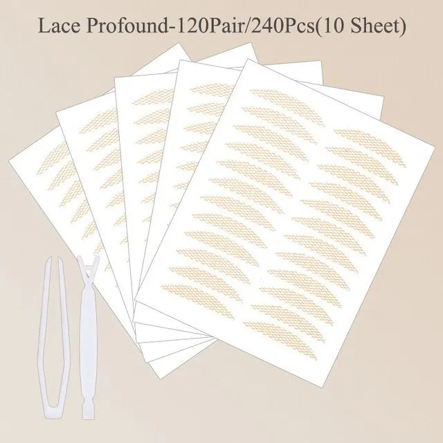 Lianfudai 240Pcs Double Fold Eyelid Tape Sticker Lace Nature Clear Beige Stripe Self-adhesive Natural Eye Makeup Make Up With Tool New