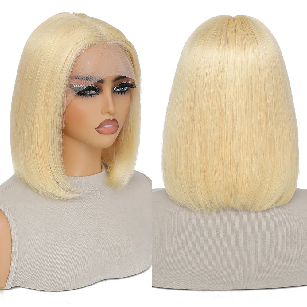 sengpan Blonde Bob Wig Human Hair 613 Lace Front Wig Human Hair 180% Density 13x4 HD Lace Frontal Wigs Human Hair Pre Plucked