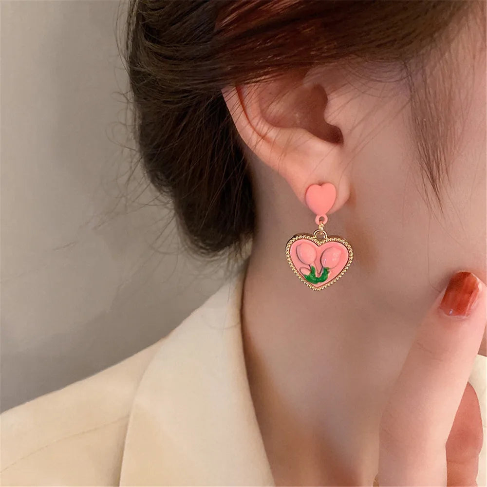 sengpan Korean Flower Shape Stud Earrings Women Personality Fashion Unique Niche Design Earrings Luxury Wedding Jewelry Birthday Gift