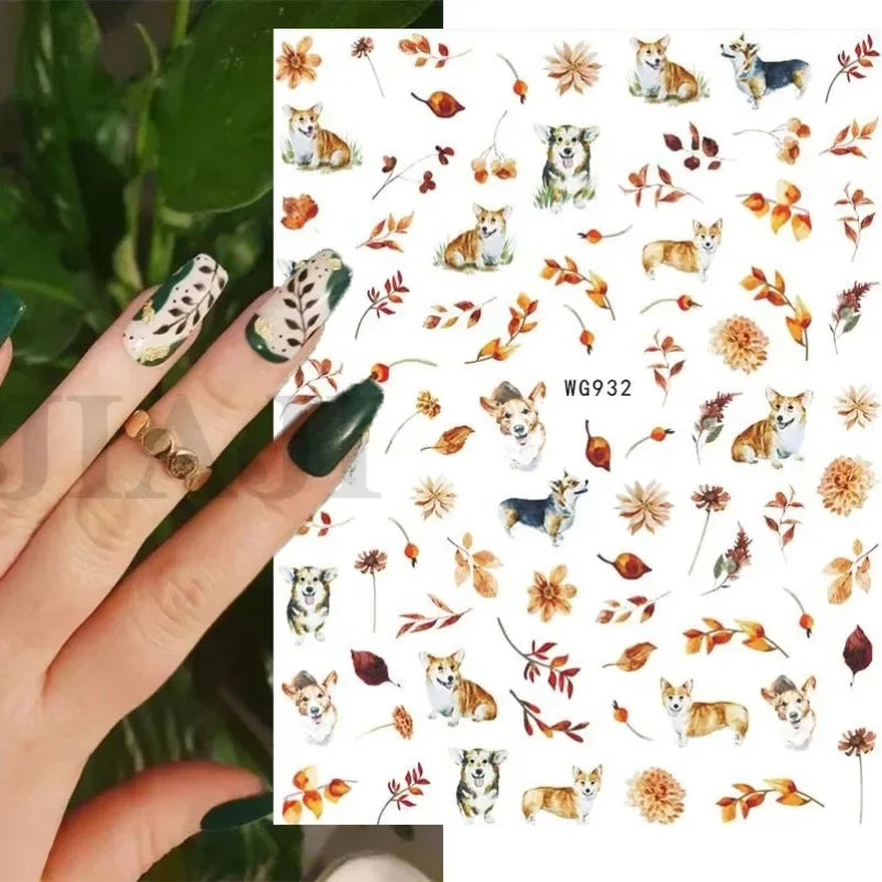 sengpan Simple Flowers 3D Nail Stickers Spring Summer Blossom Floral Tulip Fruit Nail Art Decals Adhesive Sliders Manicure Decorations