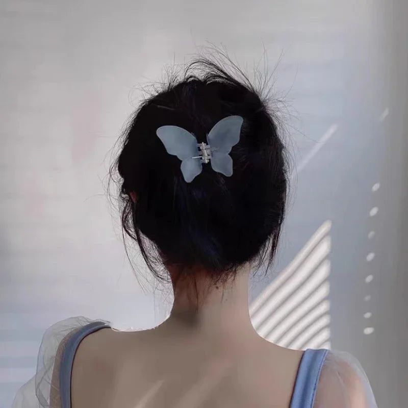 sengpan Butterfly Matte Hair Claw for Women Girls Acrylic Solid Color Sweet Hair Clips Crab Simple Hair Clamps Chic Hair Accessories