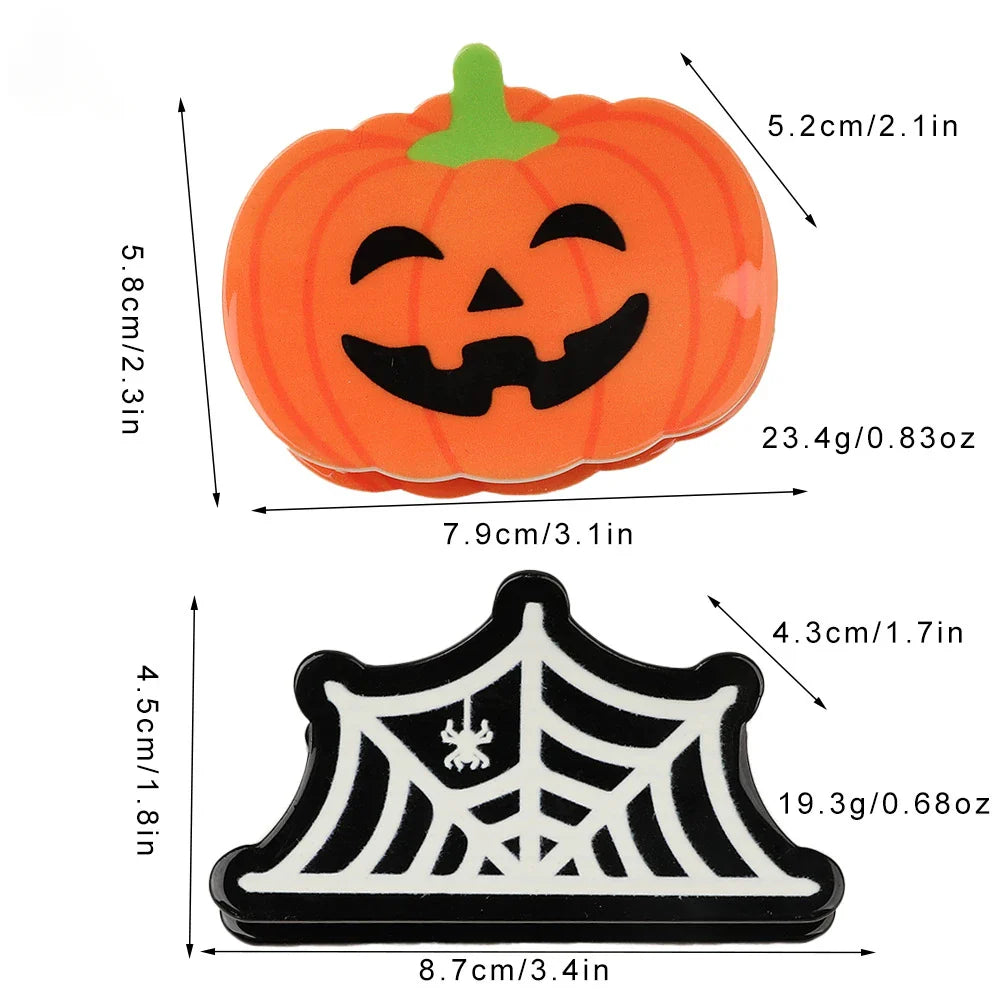 sengpan Halloween Hair Clips Spooky Pumpkin Grab Clips Back of The Head Plate Hair Bat Ponytail Clips Hair Accessories